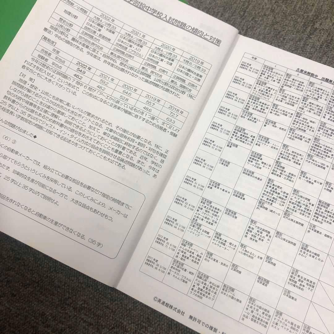 英進館　久留米附設/ラ・サール　社会　完全攻略本/単元別問題集　2023年受験