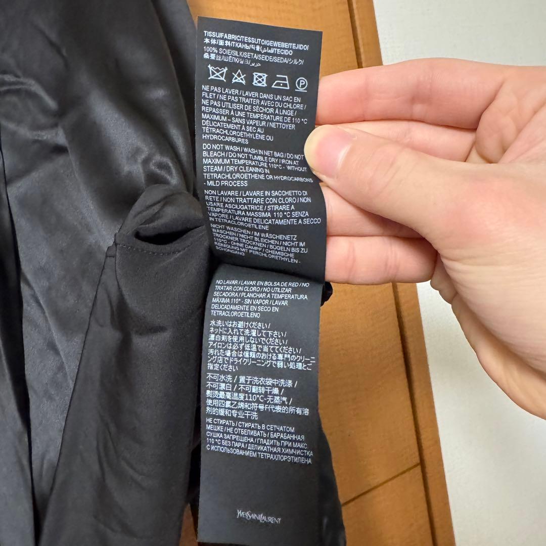 SAINT LAURENT ボウタイシャツ　シルク　ブラック