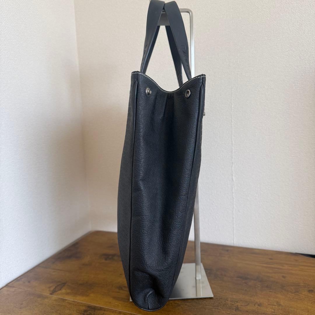 ロエベ　リピートアナグラムトートバッグ　ブラック　A4可　PVC 総柄　ロゴ