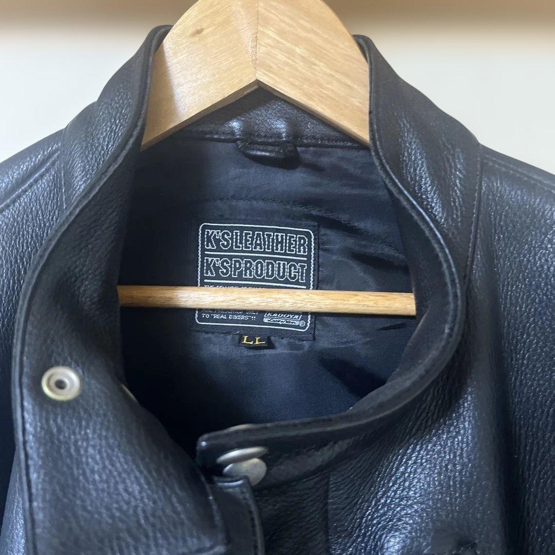 【美品】カドヤ　レザージャケット　LL 黒　※ネーム等入り