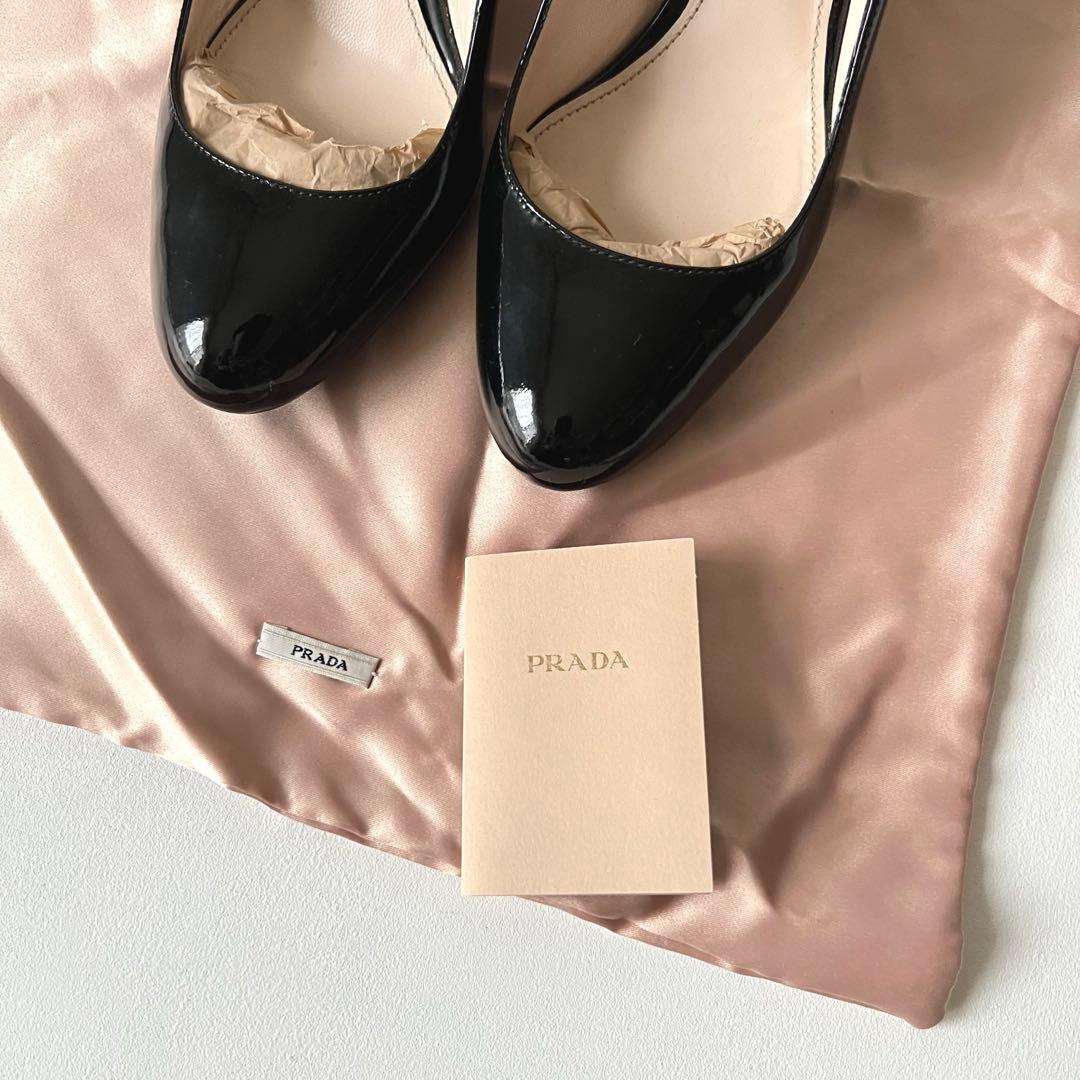 【美品】PRADA パンプス 黒38パテント プラダ
