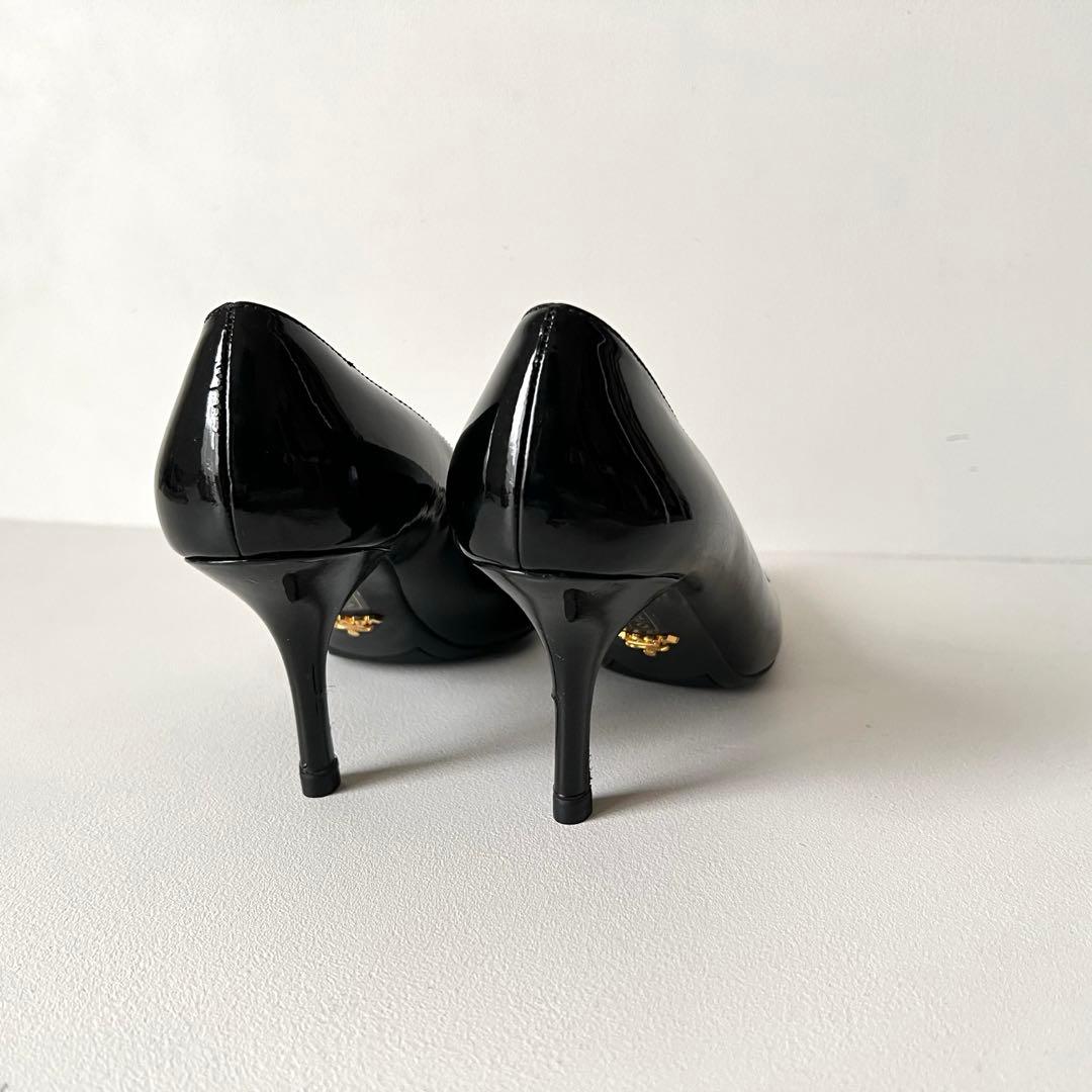【美品】PRADA パンプス 黒38パテント プラダ