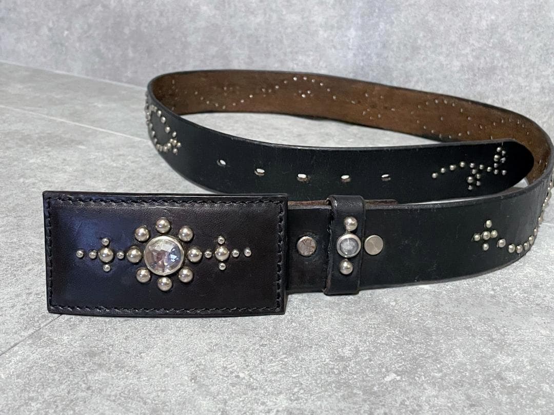 アンティークスタッズレザーベルト／某有名ファクトリー／MADE IN JAPAN