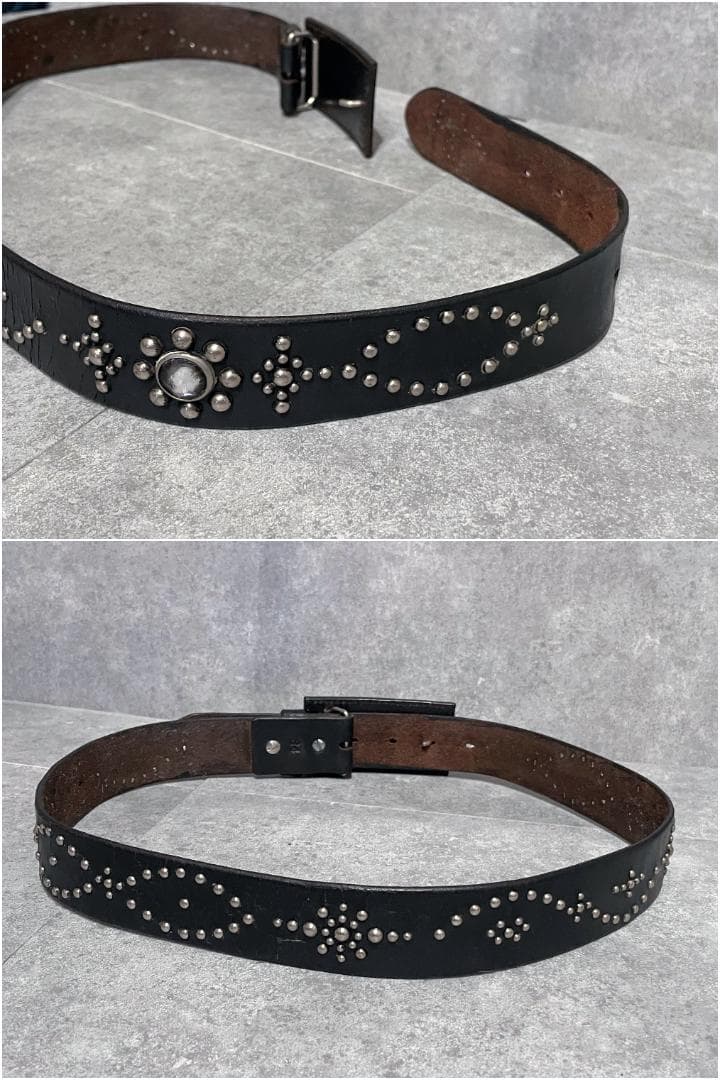 アンティークスタッズレザーベルト／某有名ファクトリー／MADE IN JAPAN