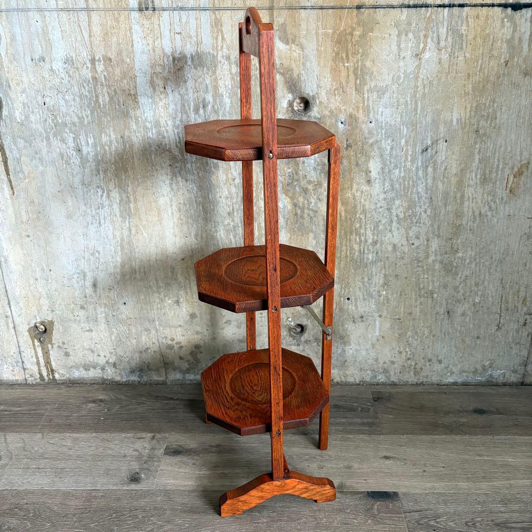 英国アンティーク　ケーキスタンド　アフタヌーンティー　折り畳み　ヴィンテージ