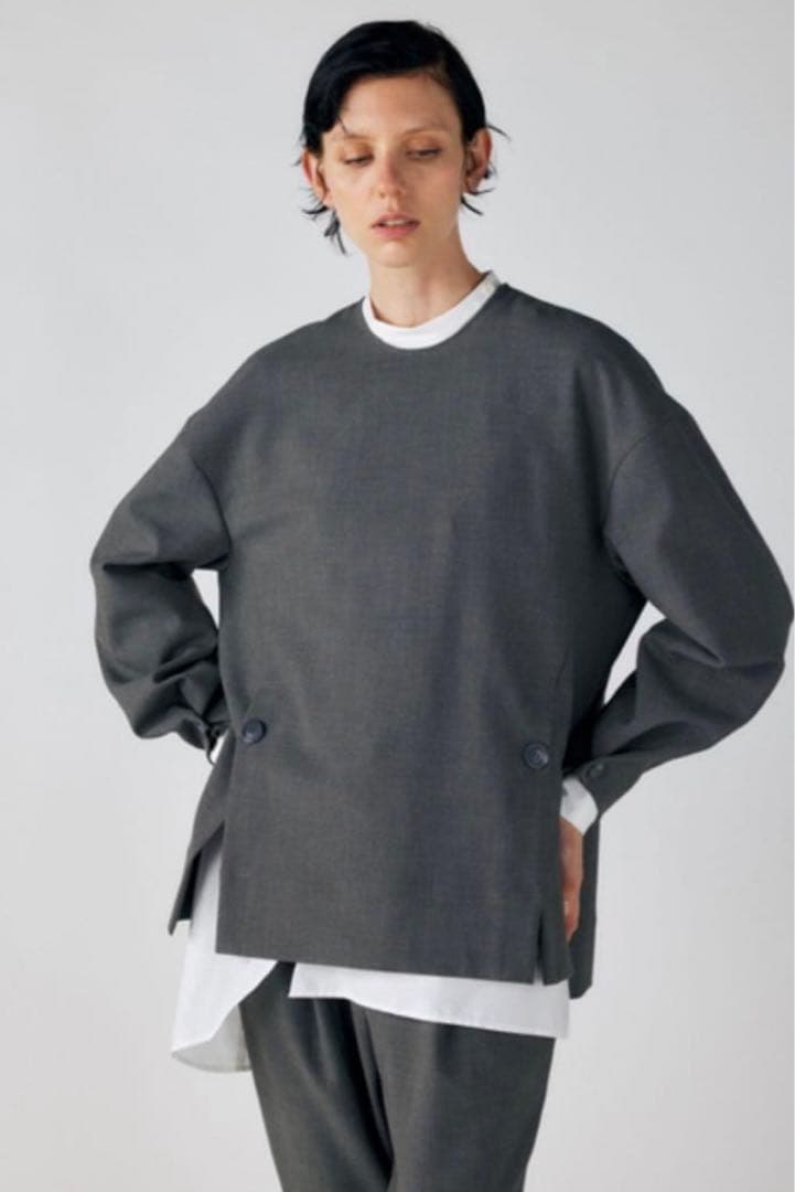 お値下げ☆ENFOLD ウォッシャブルスリットボタンプルオーバートップス