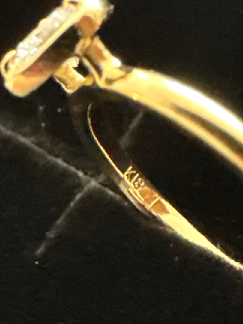 ハート型ダイヤモンド ゴールドリング 18K 鑑別書あり