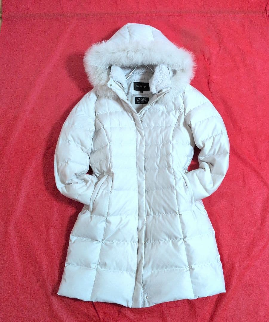 【未使用級】INDIVI ダウンコート ☆ホワイトフォックスファー☆／40