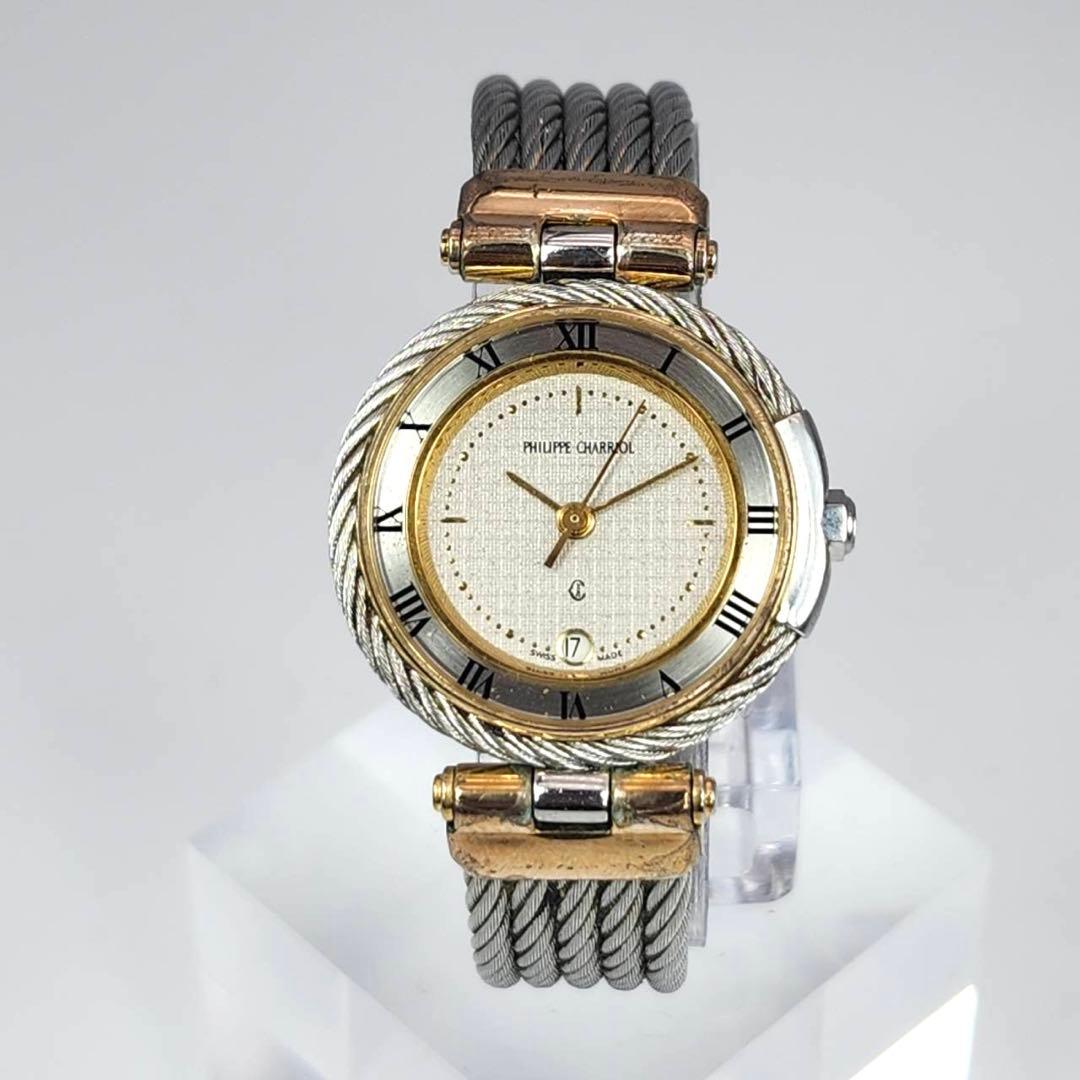 シャリオール ケルティック　ゴールド　ホワイト文字盤　腕時計　ローマン　ワイヤー