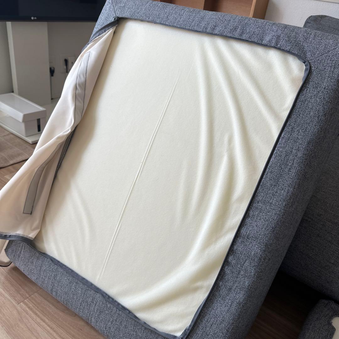 【美品】無印良品　オットマン　フェザー・ポケットコイル　カバー付き