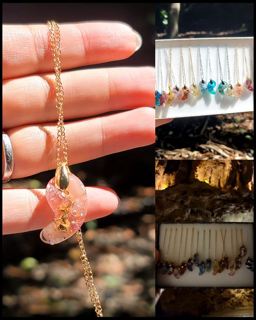 縁結び波之上神社★彼とラブラブウサギ勾玉オルゴネックレス