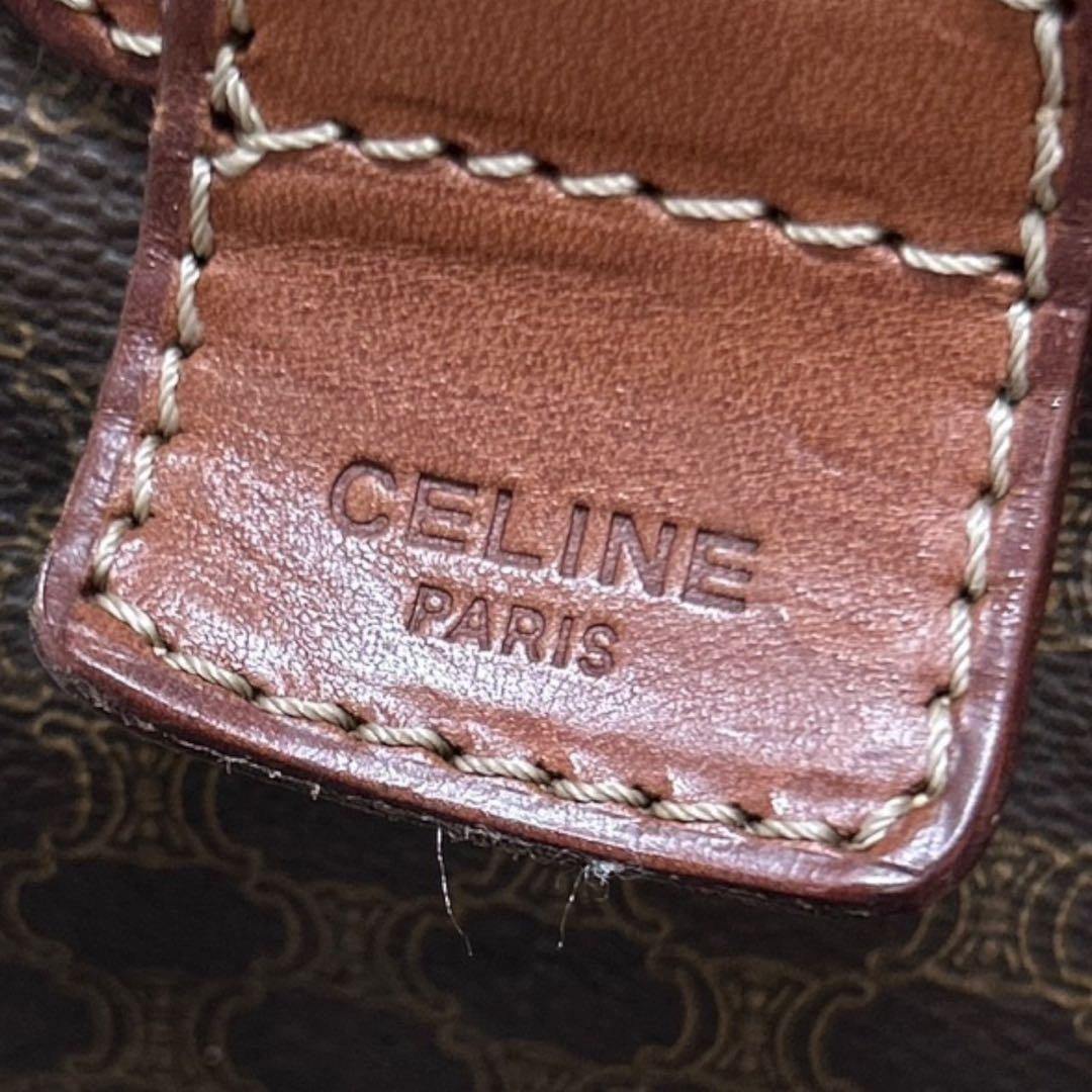 C396/CELINE セリーヌ ミニボストン ブラウン レザー マカダム柄