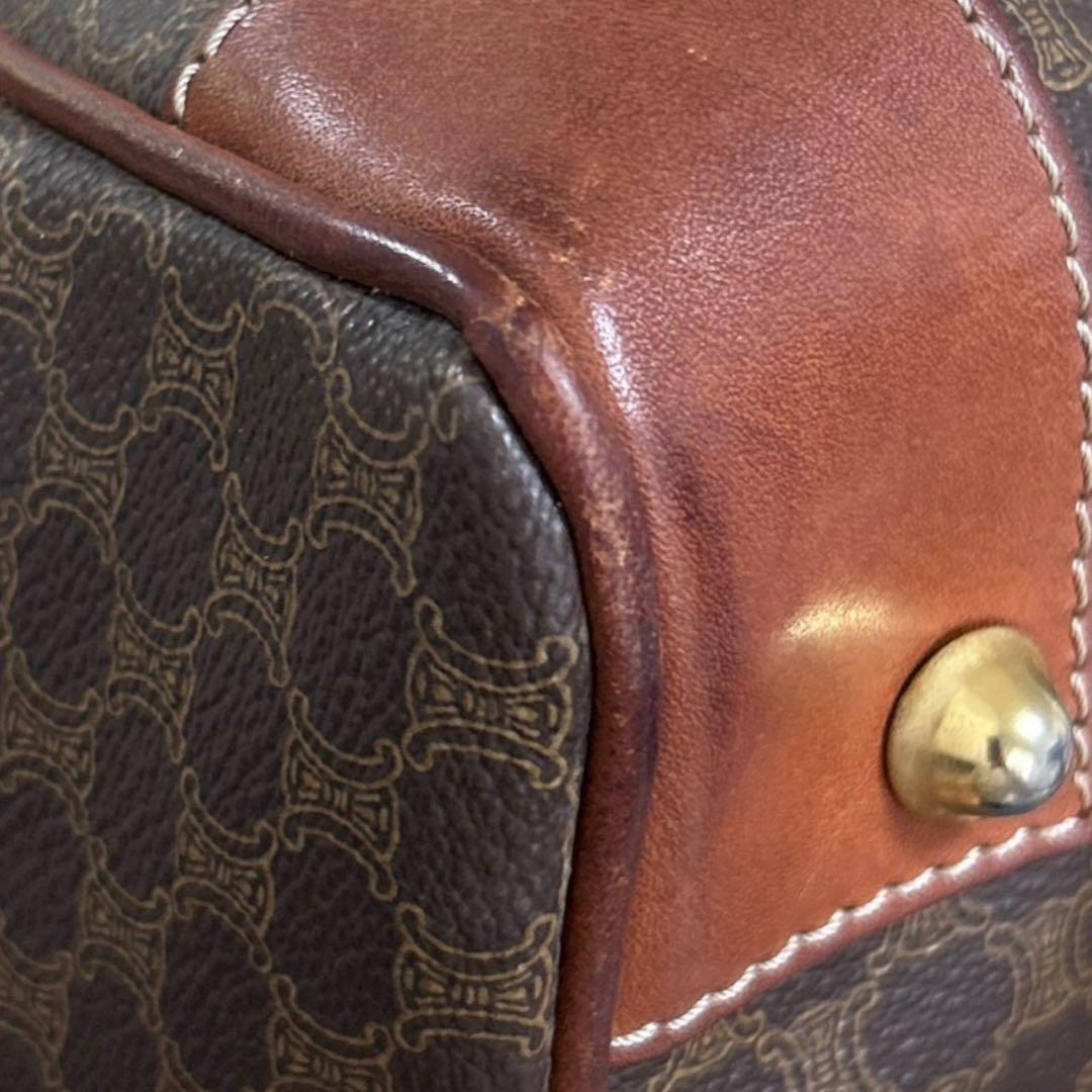 C396/CELINE セリーヌ ミニボストン ブラウン レザー マカダム柄