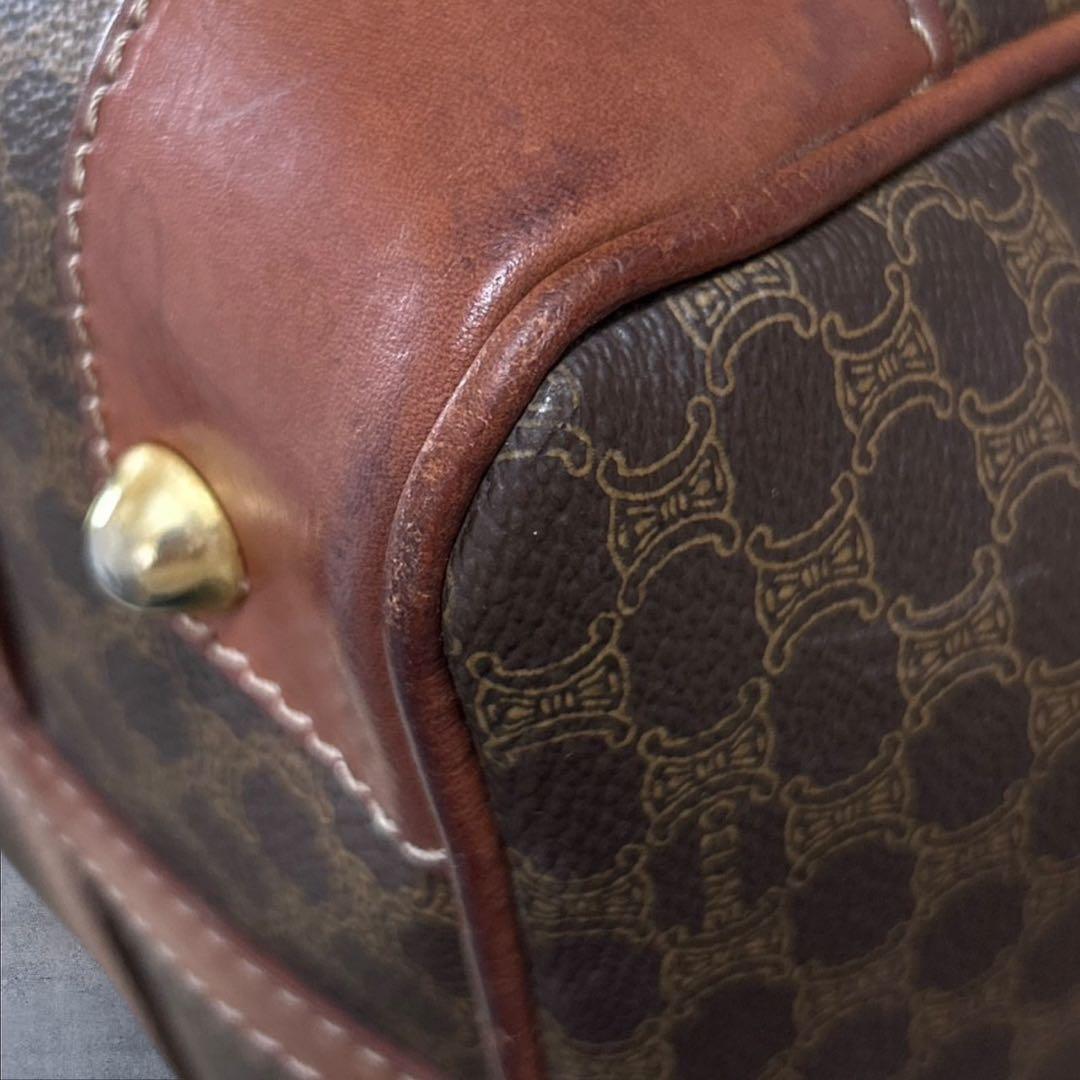 C396/CELINE セリーヌ ミニボストン ブラウン レザー マカダム柄