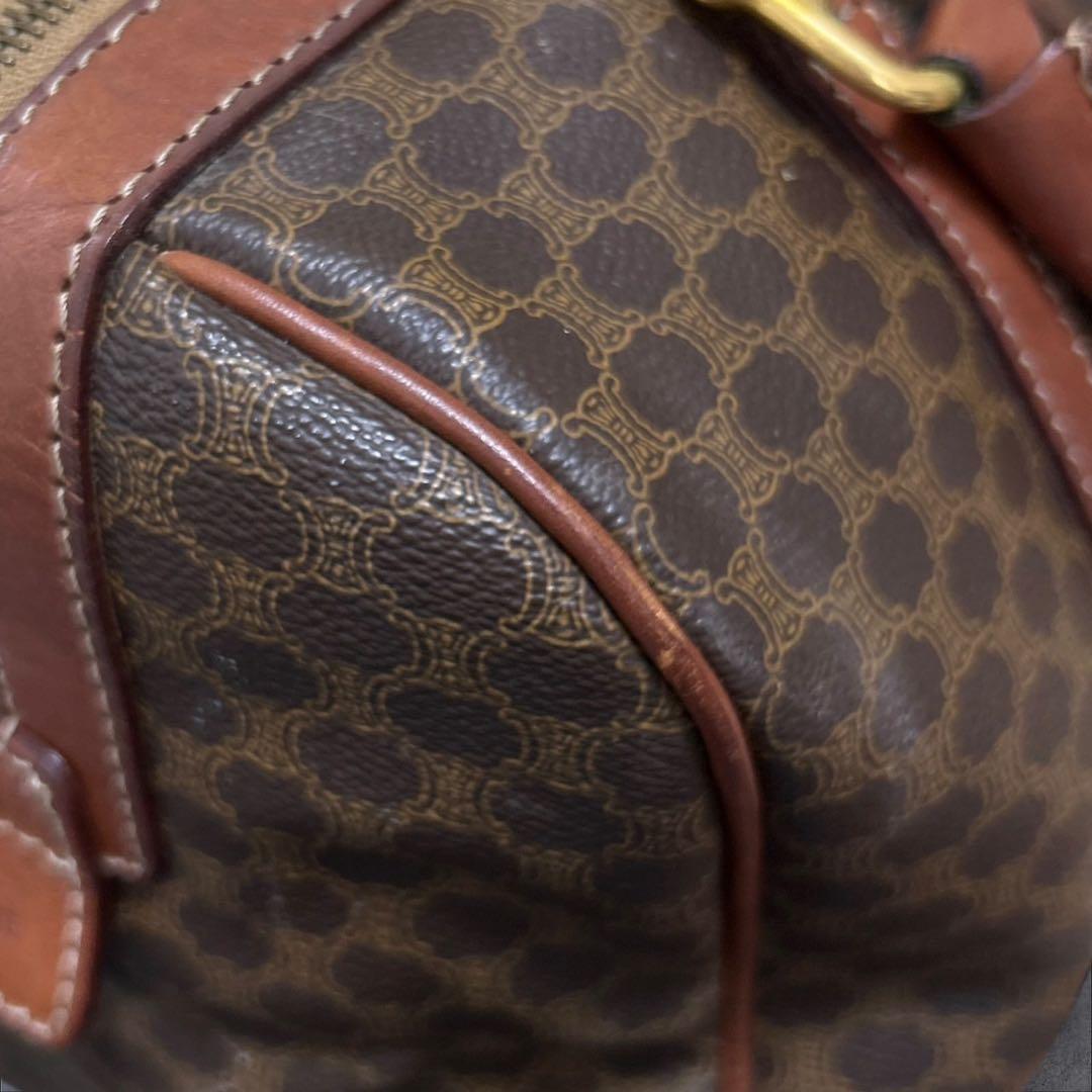 C396/CELINE セリーヌ ミニボストン ブラウン レザー マカダム柄