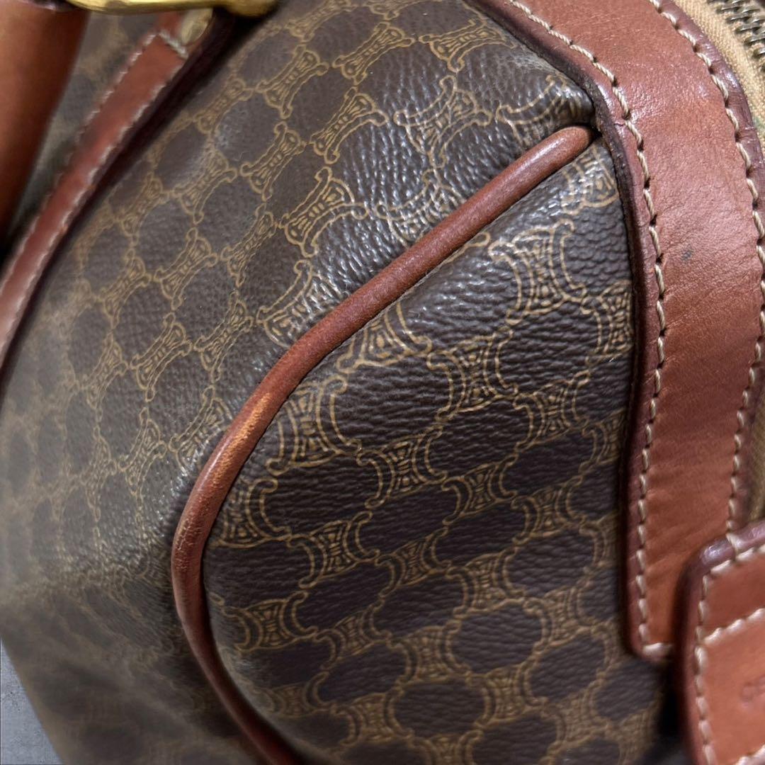 C396/CELINE セリーヌ ミニボストン ブラウン レザー マカダム柄