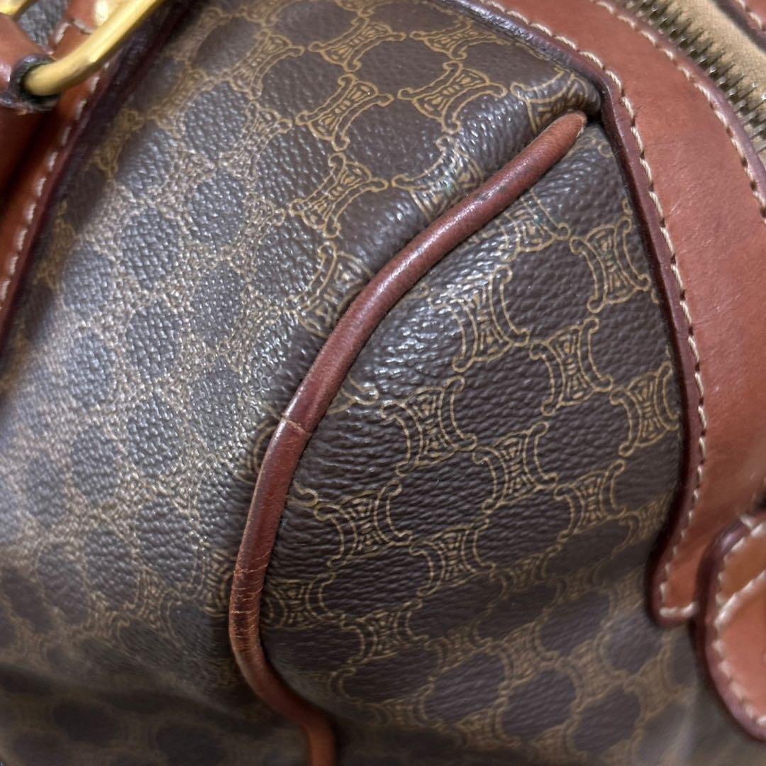 C396/CELINE セリーヌ ミニボストン ブラウン レザー マカダム柄