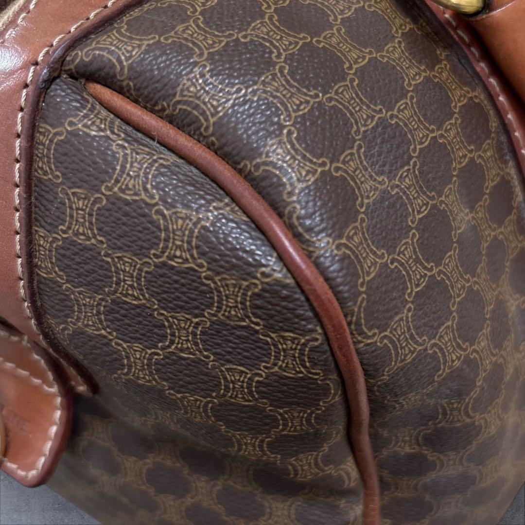 C396/CELINE セリーヌ ミニボストン ブラウン レザー マカダム柄