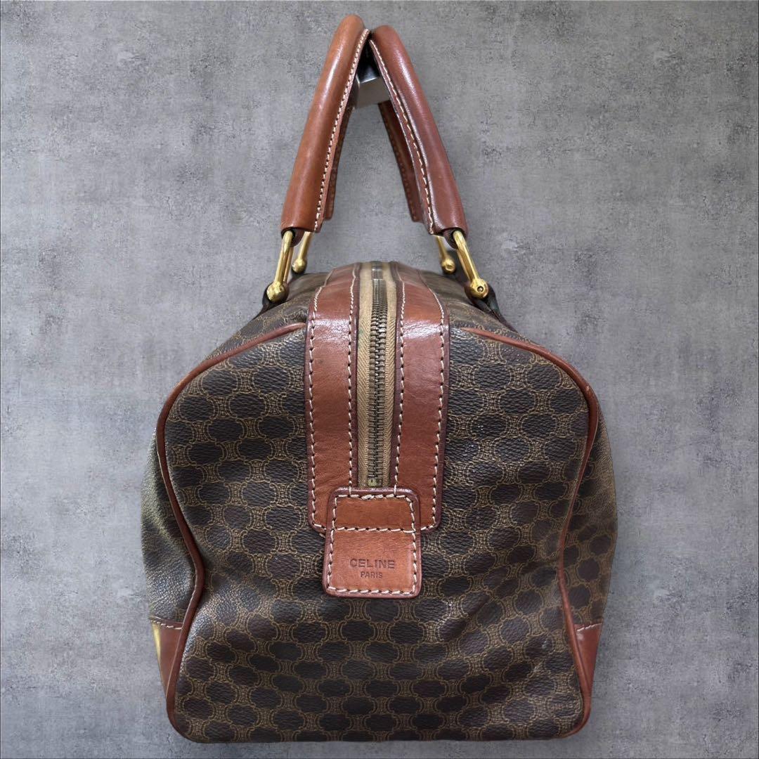 C396/CELINE セリーヌ ミニボストン ブラウン レザー マカダム柄