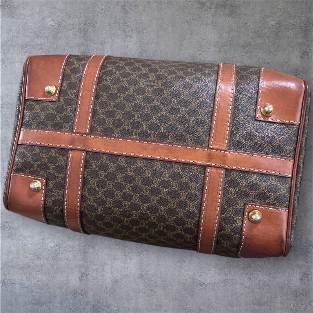 C396/CELINE セリーヌ ミニボストン ブラウン レザー マカダム柄