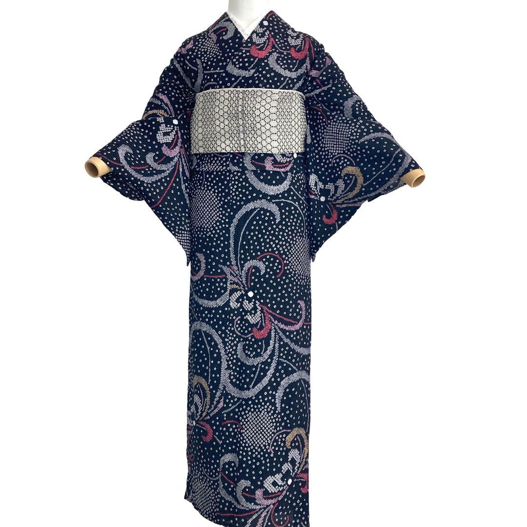 ™️34 身丈163 絞り染め　有松絞り　絞り浴衣　浴衣