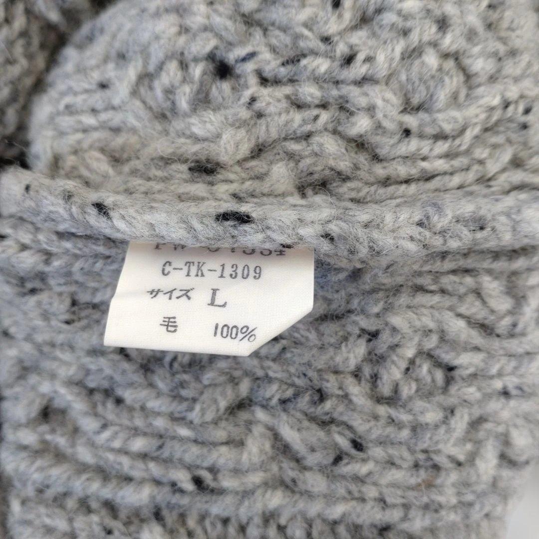 VAN グレー ケーブルニットセーター Lサイズ