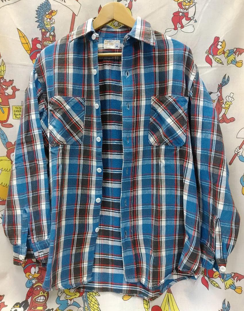 70s★VTG BIGMAC/JCペニーネルシャツ コットン100%USA /M