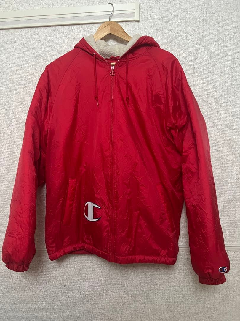 supreme×champion インナーボアナイロンジャケット赤