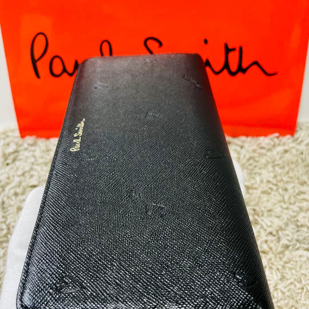 美品 ポールスミス スミシーハート 長財布 ラウンドジップ ブラック 9236