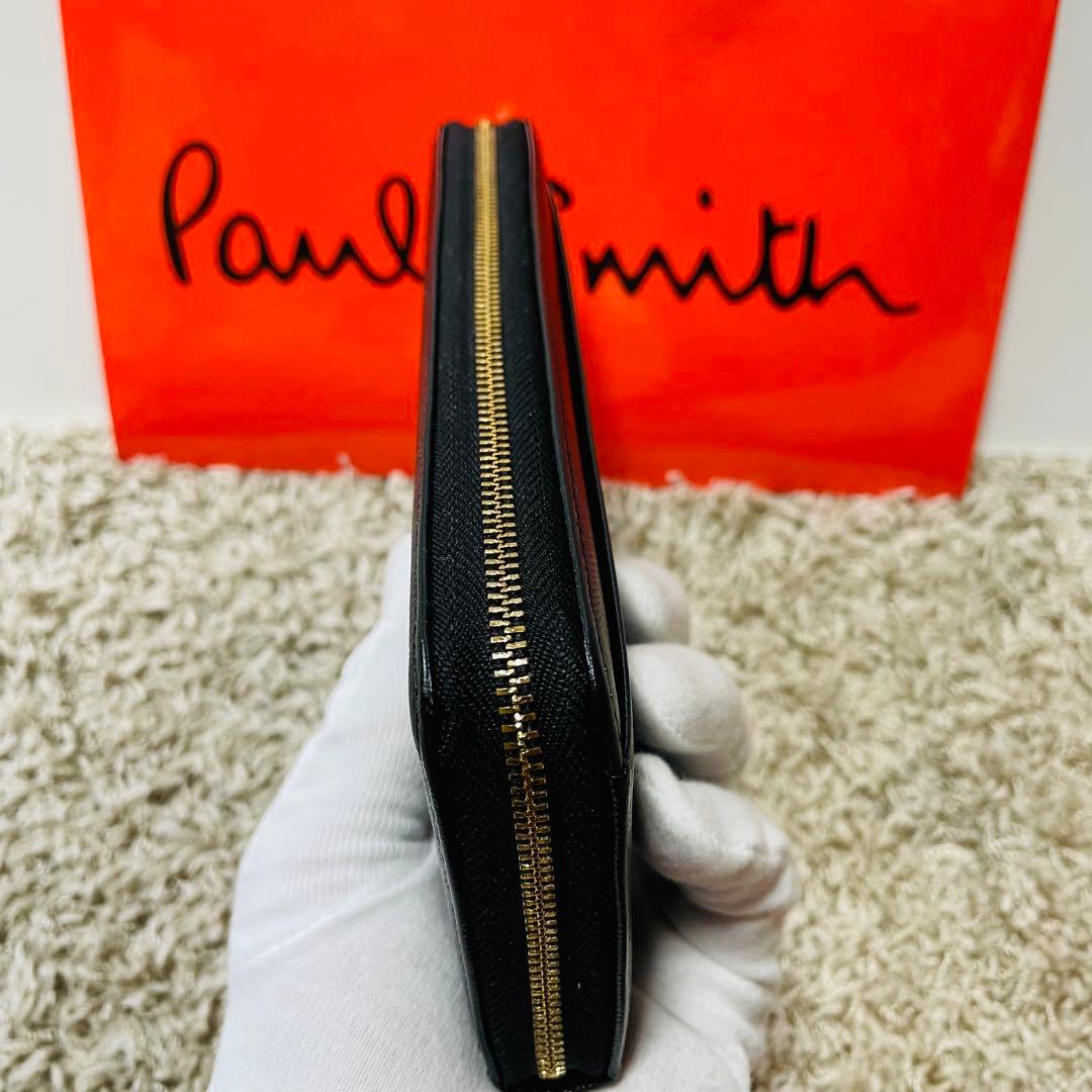 美品 ポールスミス スミシーハート 長財布 ラウンドジップ ブラック 9236