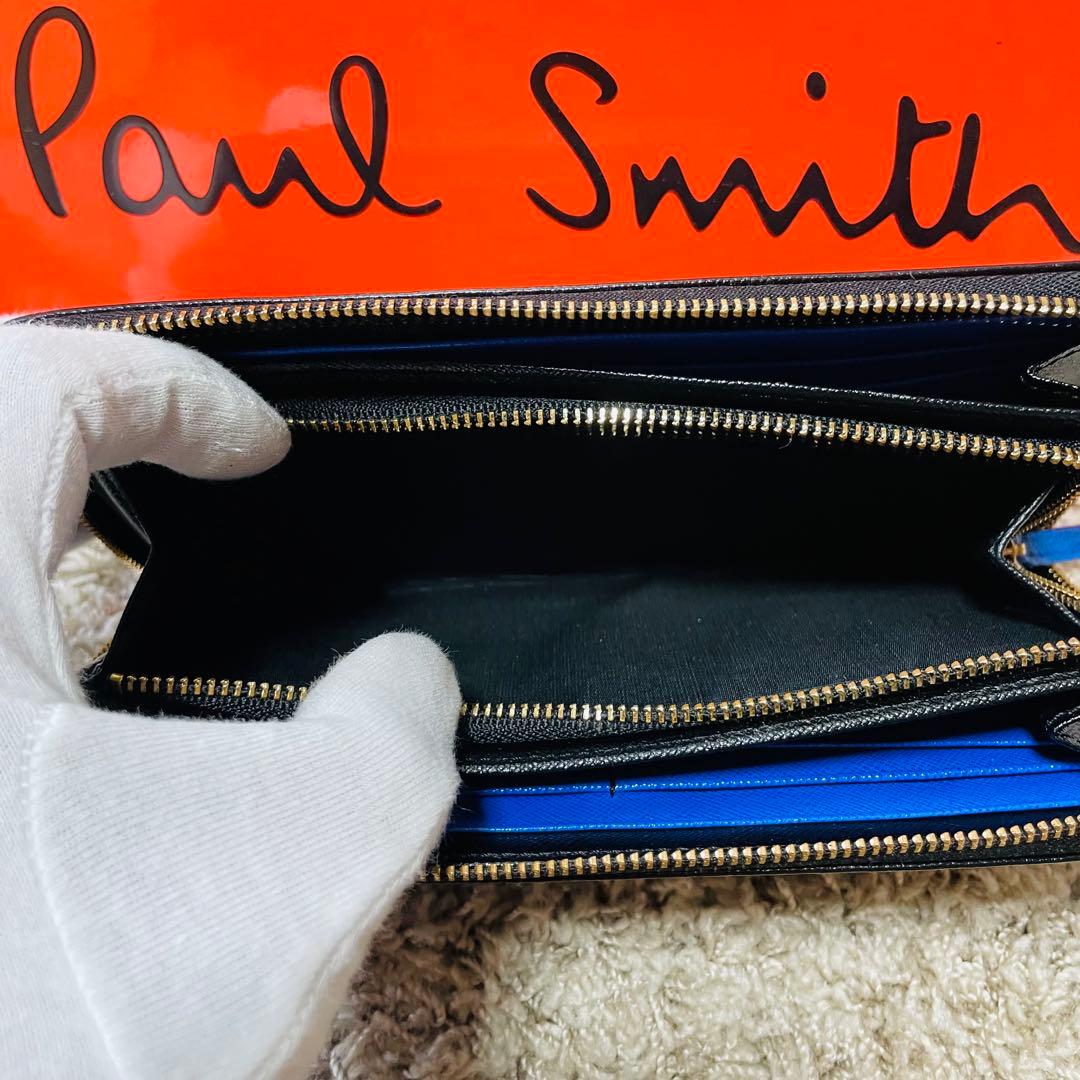 美品 ポールスミス スミシーハート 長財布 ラウンドジップ ブラック 9236