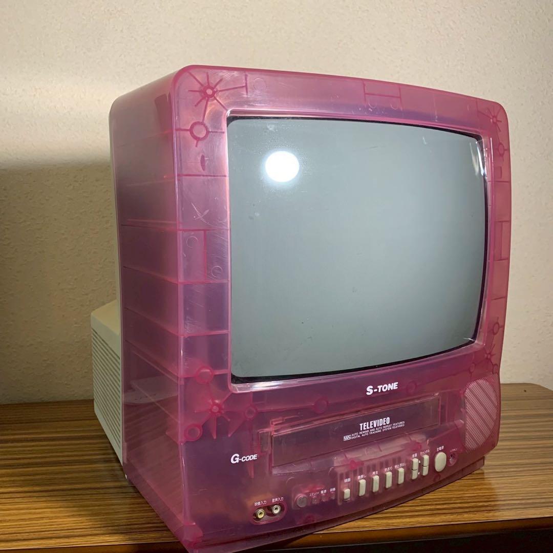 ブラウン管テレビ VHS レトロ ピンク スケルトン