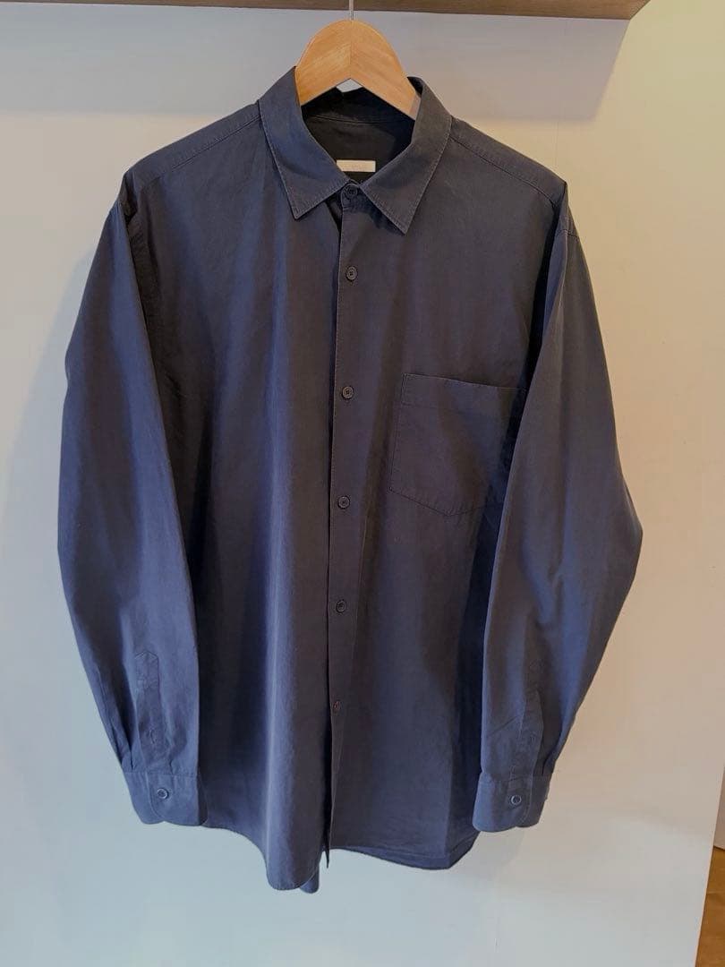 美品 comoli レギュラーカラー ドレスシャツ コモリシャツ ネイビー 3