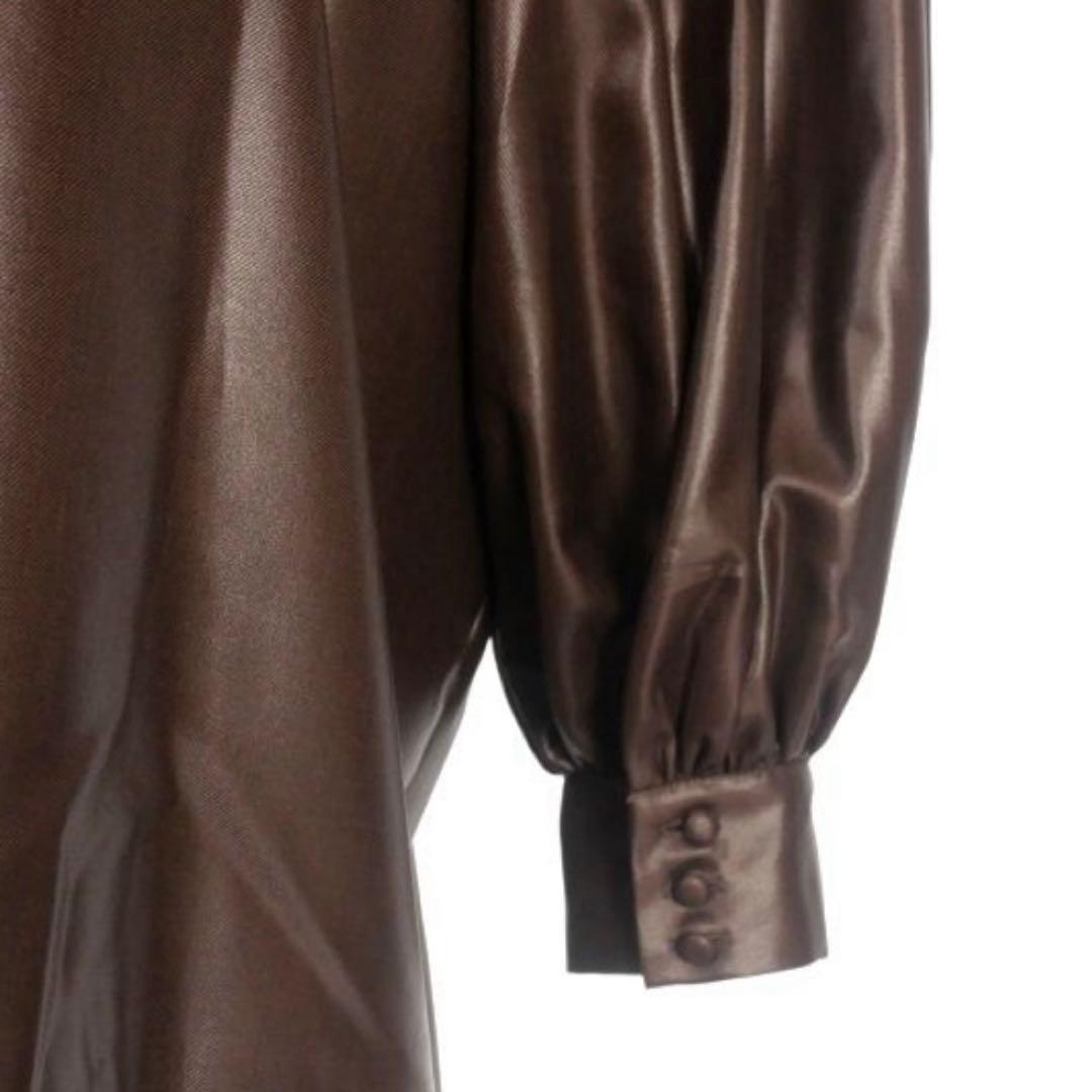 テーロプランTELOPLAN ドロストジップアップオーバーサイズシャツブラウン