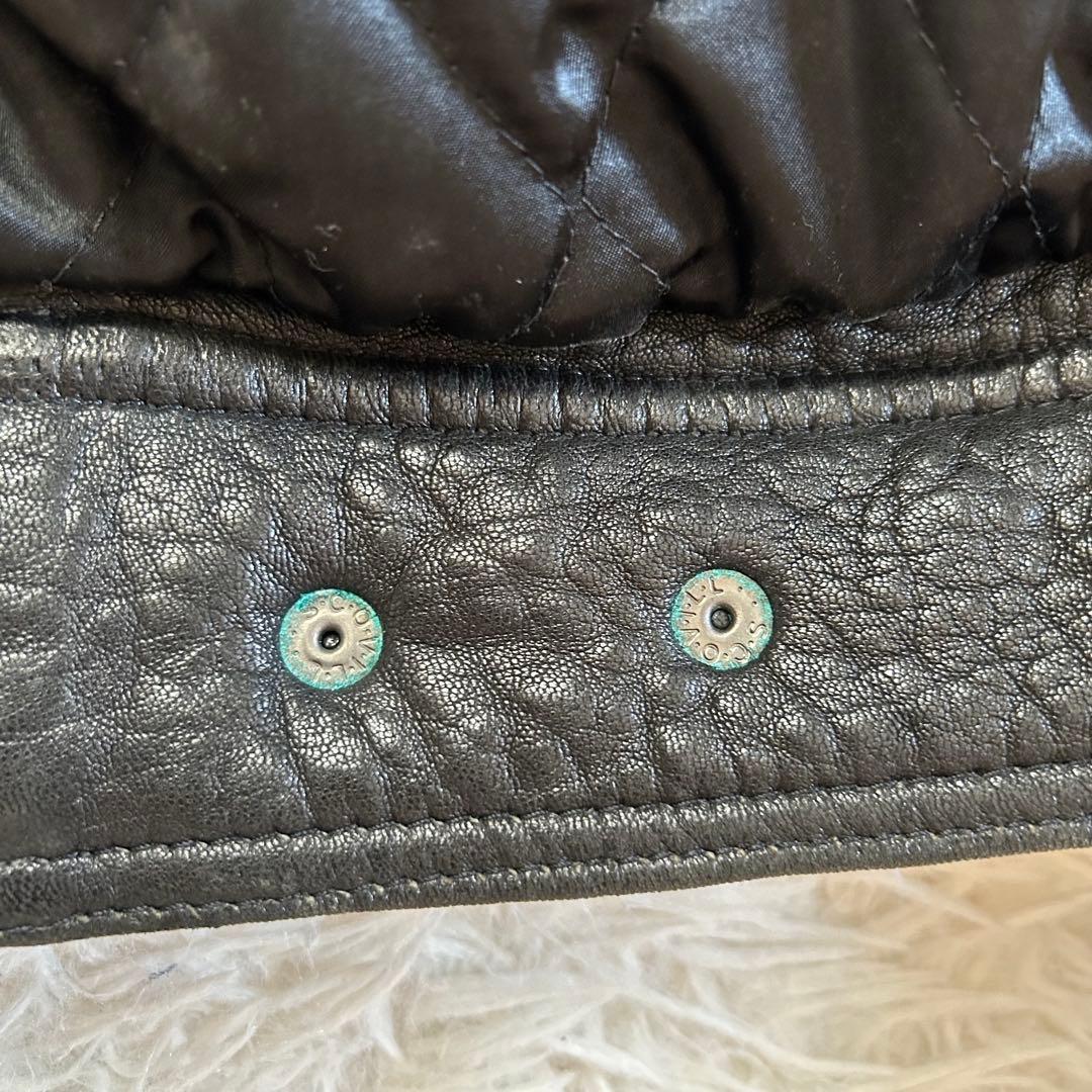 90s ixi:z レザージャケット ブルゾン シワ加工 短丈 羊革 中綿 L