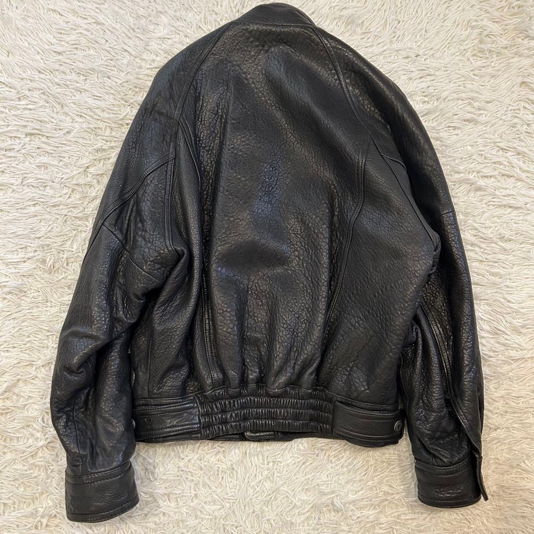 90s ixi:z レザージャケット ブルゾン シワ加工 短丈 羊革 中綿 L