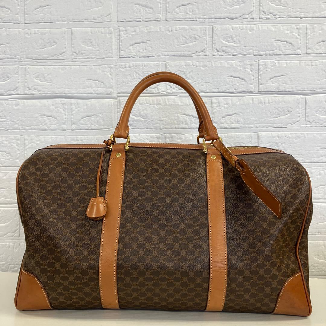 CELINE　ボストンバッグ　マカダム柄　ブラウン　南京錠付き　2940