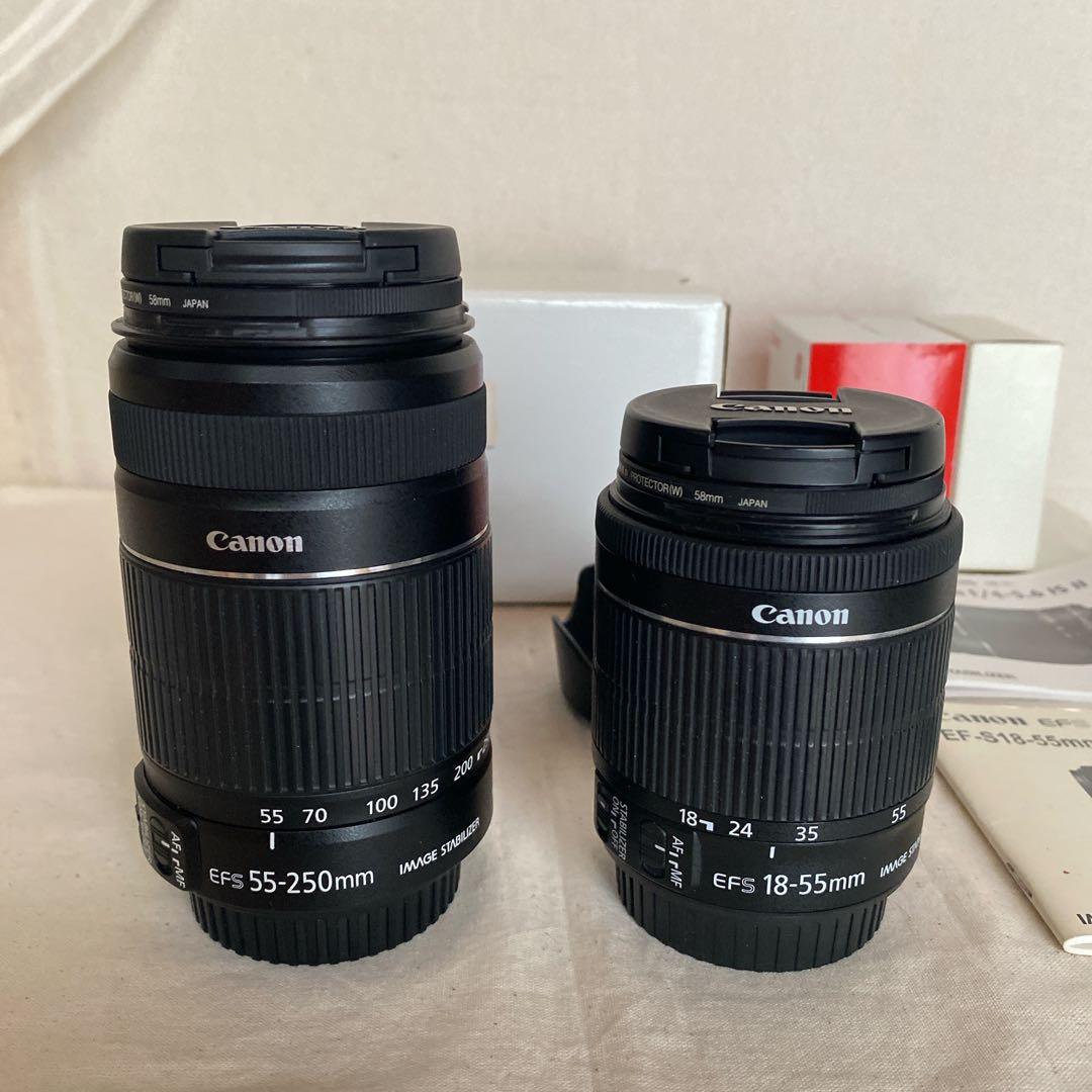 Canon キャノン ダブルレンズ　s18-55 s55-250フード付