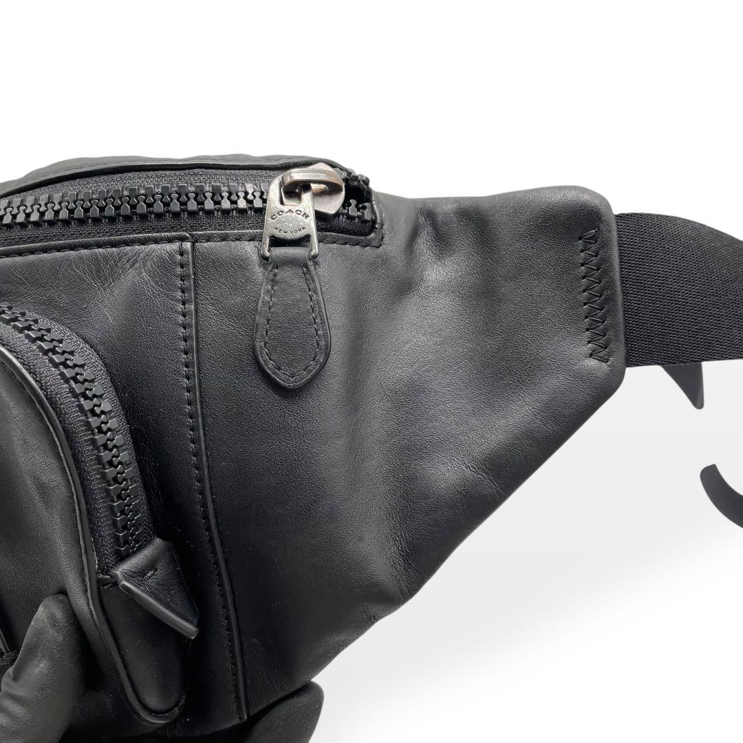 極美品　COACH コーチ　オールレザー　ウエストバッグ　ボディバッグ　黒