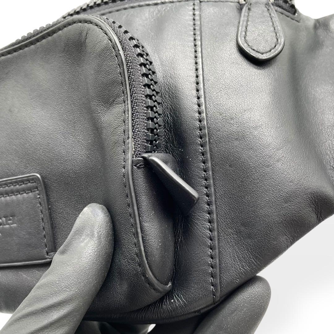 極美品　COACH コーチ　オールレザー　ウエストバッグ　ボディバッグ　黒