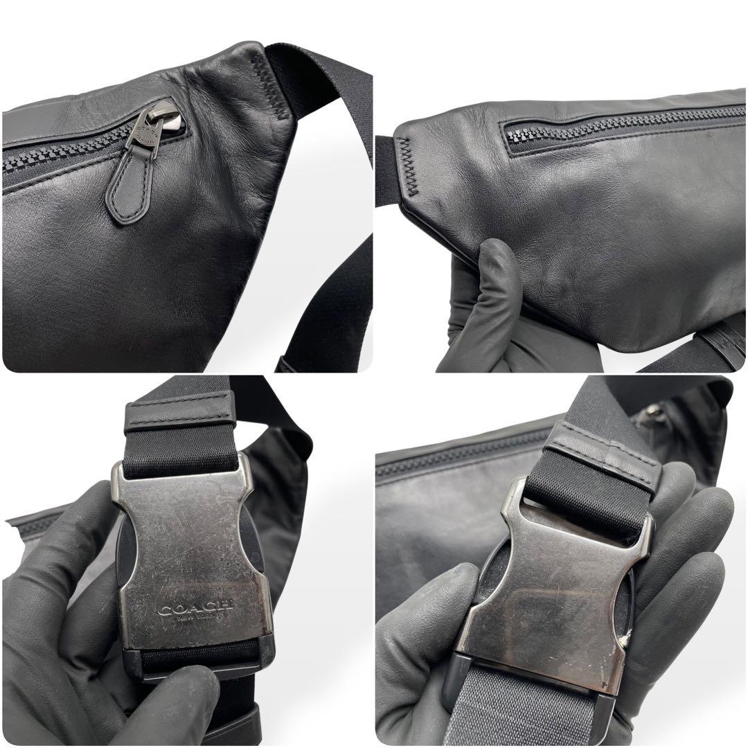 極美品　COACH コーチ　オールレザー　ウエストバッグ　ボディバッグ　黒