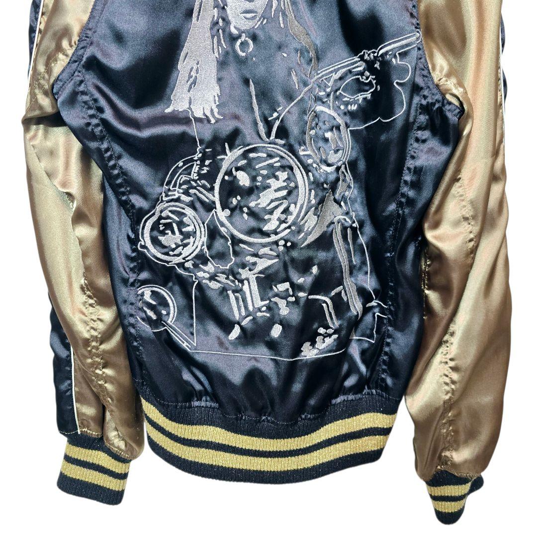 HYSTERIC GLAMOUR ヒスガール スカジャン バイクガール 黒×金