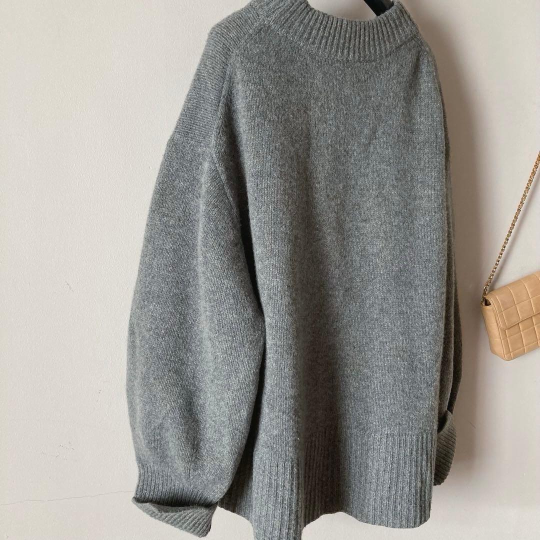 アダムエロペ＊ふわとろカシミヤウール たっぷり肉厚ボリューム袖ワイドニット