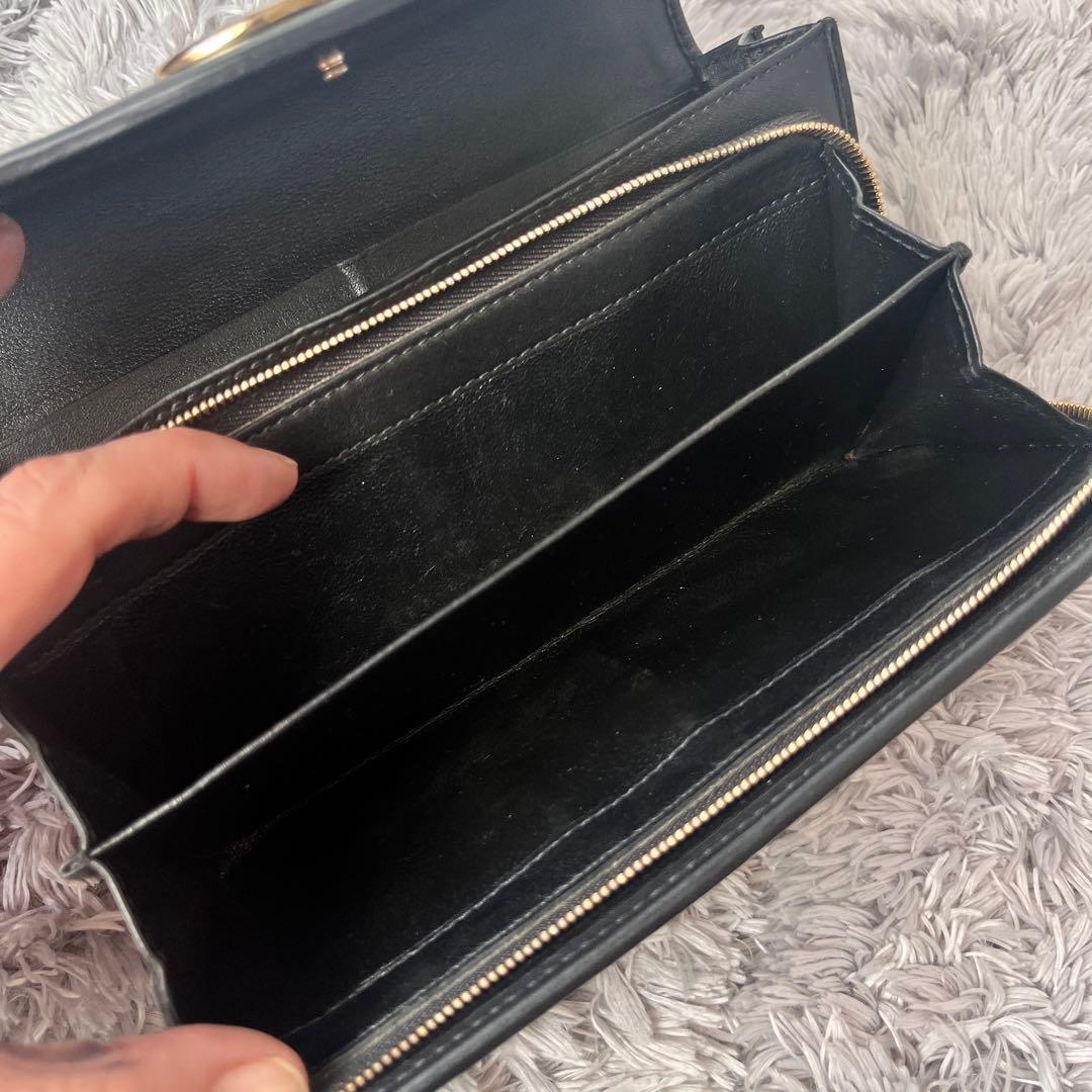 美品✨GUCCI シマ　インターロッキング　L字ファスナー　ブラック　長財布