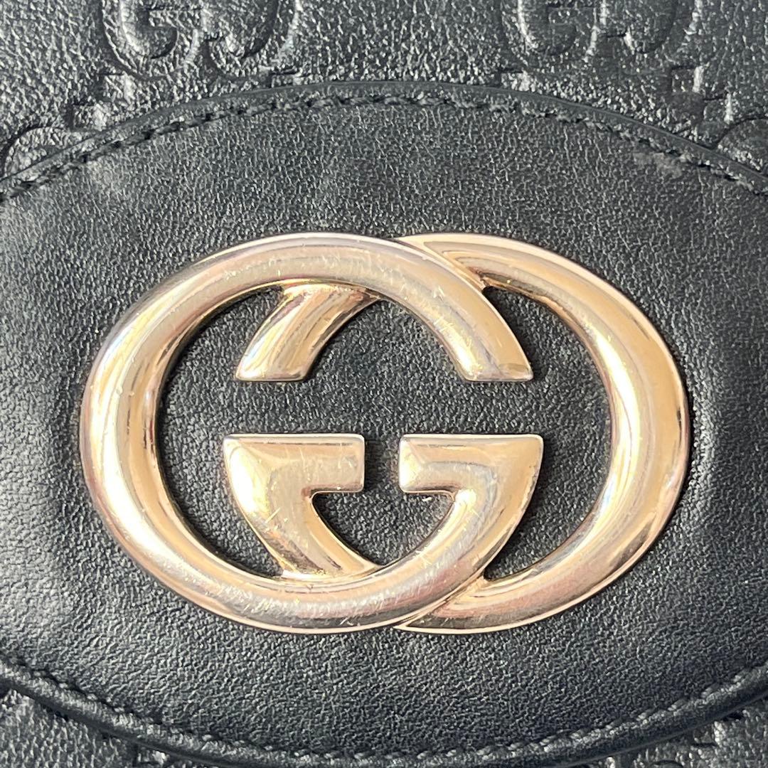 美品✨GUCCI シマ　インターロッキング　L字ファスナー　ブラック　長財布
