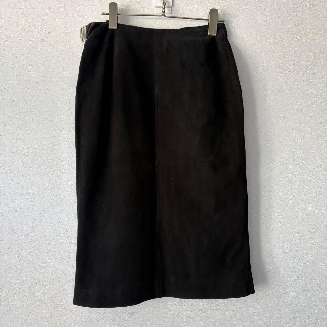 HERMES マルジェラ期 総レザー スウェード スカート サイドベルト