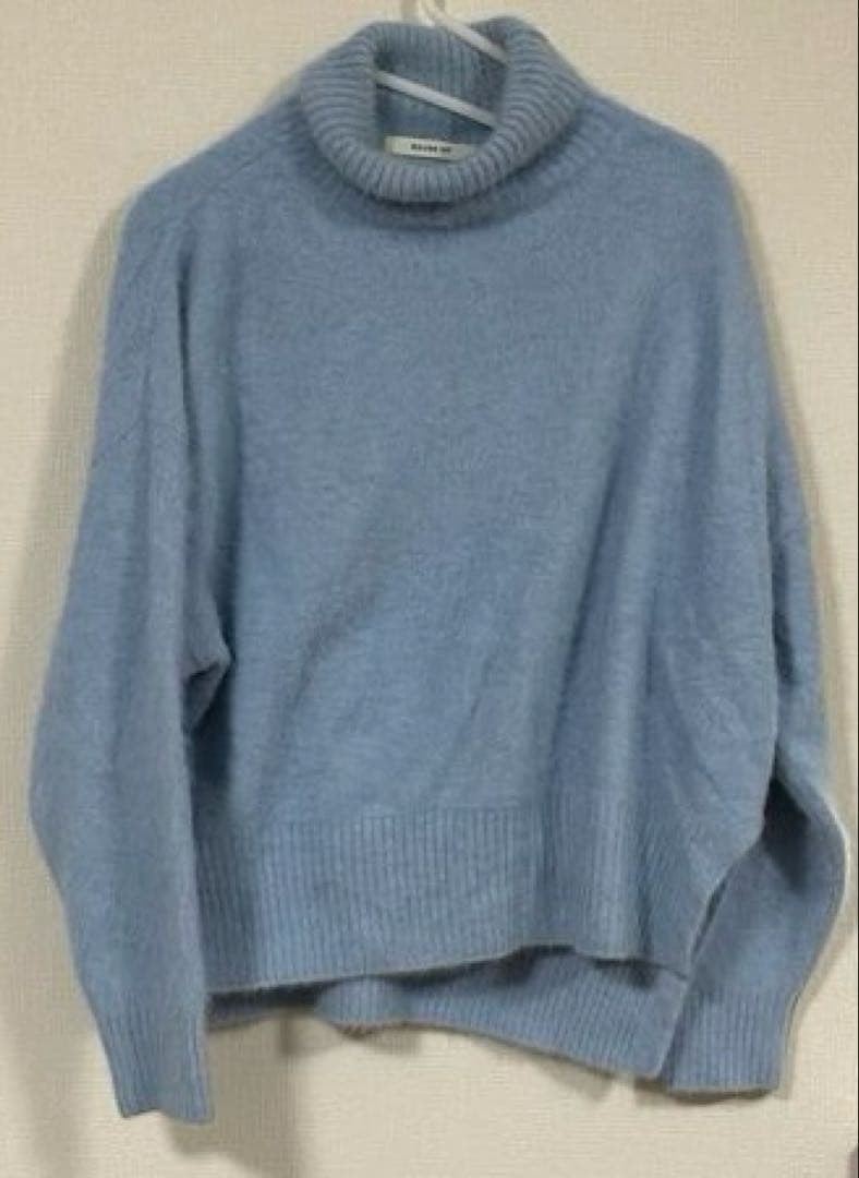 ROUGE VIF フォックス カシミヤ混 ライトブルー タートルネックセーター