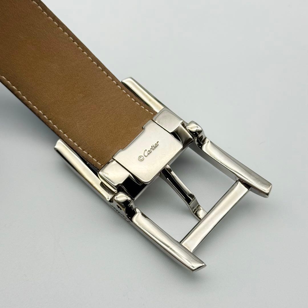 ✨良品✨カルティエ ベルト タンク 純正革 メンズ ビジネス シルバー金具