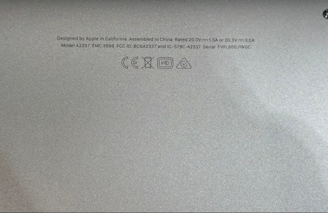 MacBook本体 Apple MacBook Air 2020 M1/16GB/A2337