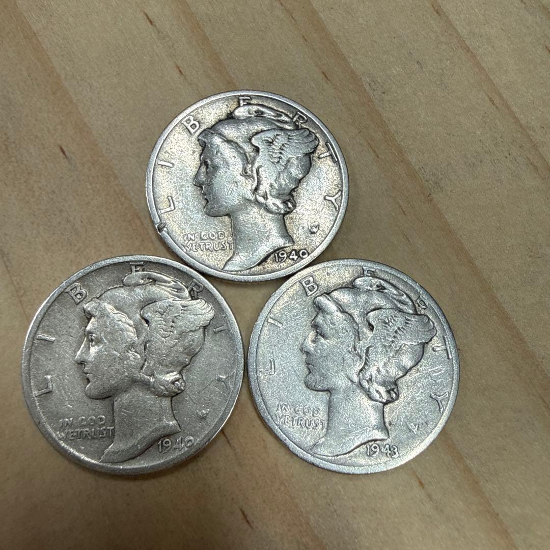 豆*び様 マーキュリー・ダイム 12枚セット アメリカ 銀貨